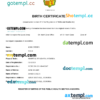 editable template, Andorra vital record birth certificate Word and PDF template