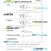 editable template, Angola vital record birth certificate Word and PDF template, fully editable