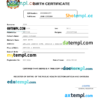 editable template, Antigua and Barbuda birth certificate Word and PDF template, completely editable