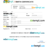 editable template, Barbados birth certificate Word and PDF template, completely editable