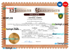 editable template, # forever universal marriage certificate Word and PDF template, completely editable
