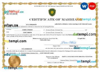 editable template, # shadow universal marriage certificate Word and PDF template, fully editable