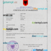 editable template, Albania marriage certificate PSD template, completely editable
