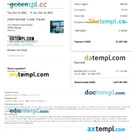 editable template, Andorra Airbnb booking confirmation Word and PDF template