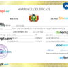 editable template, Bolivia marriage certificate Word and PDF template, completely editable