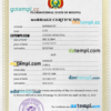 editable template, Bolivia marriage certificate PSD template, fully editable