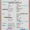 editable template, Burundi marriage certificate PSD template, completely editable