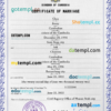 editable template, Cambodia marriage certificate PSD template, completely editable