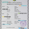 editable template, Central African Republic marriage certificate PSD template, completely editable