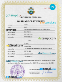 editable template, Costa Rica marriage certificate PSD template, fully editable