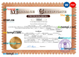 editable template, Denmark marriage certificate Word and PDF template, completely editable