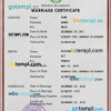 editable template, Djibouti marriage certificate PSD template, fully editable