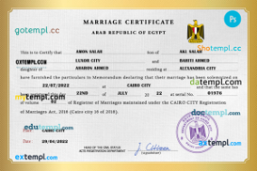 editable template, Egypt marriage certificate PSD template, fully editable