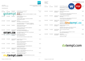 Germany Consorsbank bank statement template in Word and PDF format,(.doc and .pdf), 2 pages