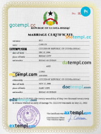 editable template, Guniea-Bissau marriage certificate PSD template, completely editable