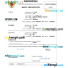 editable template, Indonesia birth certificate Word and PDF template, completely editable