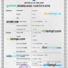 editable template, Ireland marriage certificate PSD template, fully editable