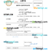 editable template, Libya birth certificate Word and PDF template, completely editable