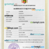 editable template, Liechtenstein marriage certificate PSD template, completely editable
