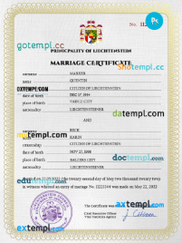 editable template, Liechtenstein marriage certificate PSD template, completely editable