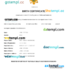 editable template, Montenegro birth certificate Word and PDF template, completely editable