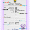 editable template, Mozambique marriage certificate PSD template, completely editable