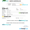 editable template, Nigeria vital record birth certificate Word and PDF template, completely editable