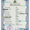 editable template, Nigeria vital record birth certificate PSD template, fully editable