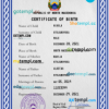 editable template, North Macedonia vital record birth certificate PSD template