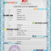 editable template, Northern Ireland marriage certificate PSD template, completely editable