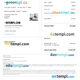 editable template, Panama Airbnb booking confirmation Word and PDF template
