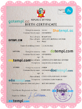 editable template, Peru vital record birth certificate PSD template, fully editable