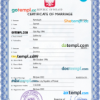 editable template, Poland marriage certificate PSD template, completely editable