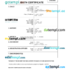 editable template, Qatar vital record birth certificate Word and PDF template, completely editable
