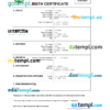 editable template, Rwanda birth certificate Word and PDF template, completely editable