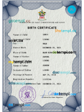 editable template, Saint Kitts vital record birth certificate PSD template