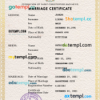 editable template, Saint Kitts and Nevis marriage certificate PSD template, fully editable