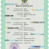 editable template, Saint Lucia vital record birth certificate PSD template, fully editable