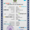 editable template, Saint Lucia marriage certificate PSD template, fully editable