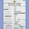 editable template, Saint Vincent and the Grenadines birth certificate PSD template, completely editable