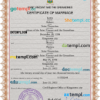 editable template, Saint Vincent and the Grenadines marriage certificate PSD template, completely editable
