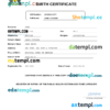 editable template, Sao Tome & Principe vital record birth certificate Word and PDF template, completely editable