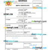 editable template, Georgia vital record birth certificate Word and PDF template, completely editable