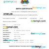editable template, Grenada vital record birth certificate Word and PDF template, completely editable