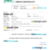 editable template, Sierra Leone birth certificate Word and PDF template, completely editable