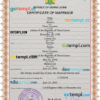 editable template, Sierra Leone marriage certificate PSD template, fully editable