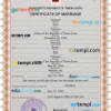 editable template, Timor-Leste marriage certificate PSD template, fully editable