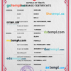 editable template, Turkey marriage certificate PSD template, fully editable