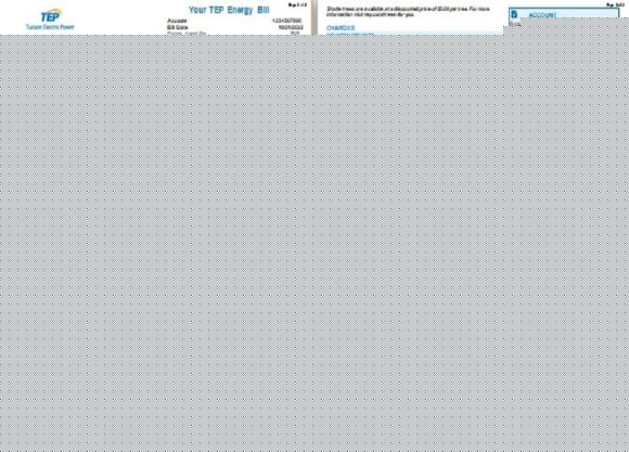 editable template, USA Arizona Tucson Electric Power (TEP) utility bill, Word and PDF template, 2 pages