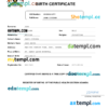 editable template, Uganda birth certificate Word and PDF template, completely editable